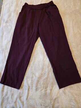 Croft & Barrow Burgundy Pull On Pants 16W Elastic Waist Straight Leg